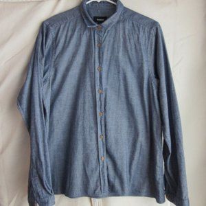 Finisterre UK cotton flannel button down shirt blue, US12